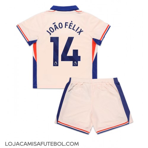 Camisa de Futebol Chelsea Joao Felix #14 Equipamento Secundário Infantil 2024-25 Manga Curta (+ Calças curtas)